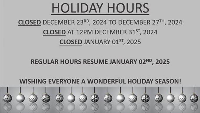 Holiday Hours