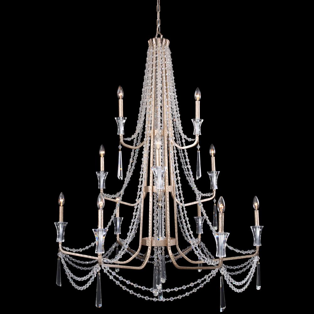 Barcelona 12-Lt 3-Tier Crystal Chandelier - Transcend Silver