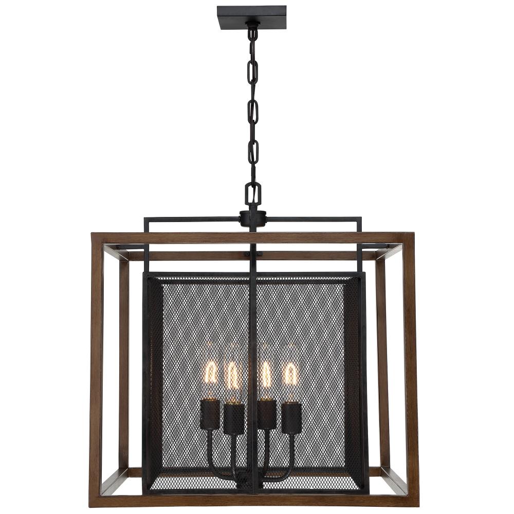 Rio Lobo 4-Lt Pendant - Dark Oak/Black