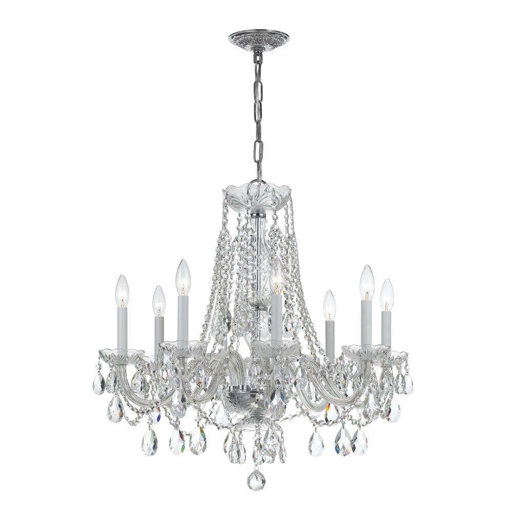 Traditional Crystal 8 Light Swarovski Strass Crystal Polished Chrome Chandelier