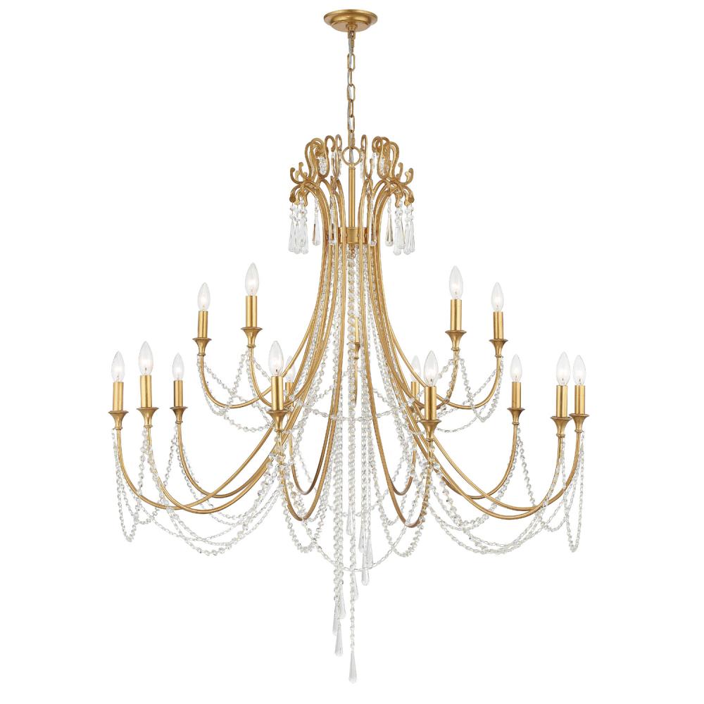 Arcadia 15 Light Antique Gold Chandelier