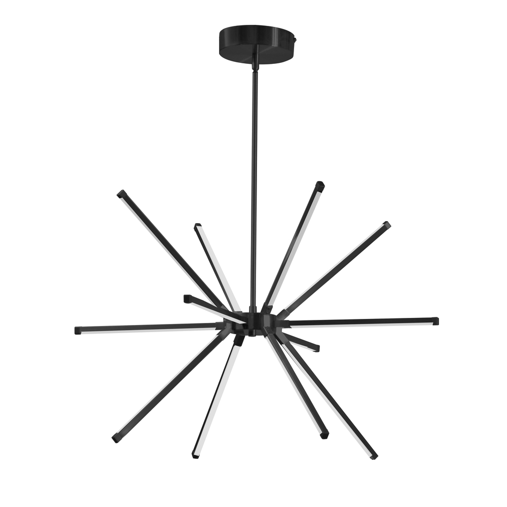 32 Watt LED Chandelier Matte Black w/ White Acrylic Diffuser