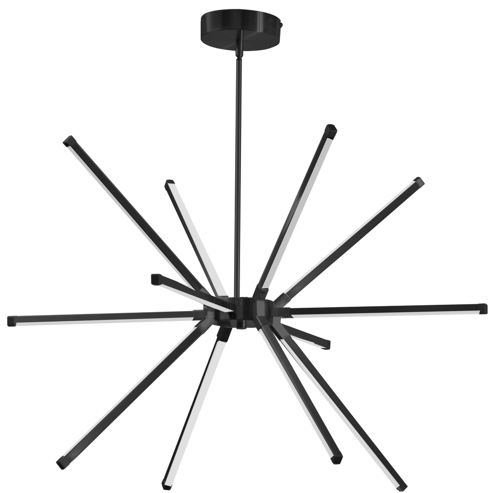 60W LED Chandelier, Matte Black with White Acrylic Diffuser